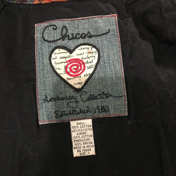 CHICO'S Boho Rust Velvet Cropped Beaded Embroidered Paisley Jacket 1 Small - Picture 7 of 8